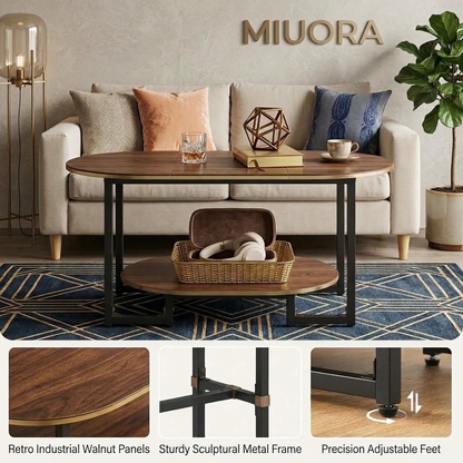 MIUORA® Modern Oval Coffee Table | Minimalist Wooden Living Room Center Table