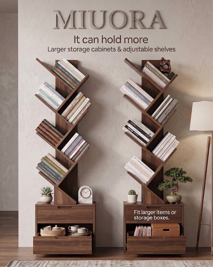 MIUORA® Modular Display Bookcase | Modern Wooden Storage Shelf For Elegant Interiors