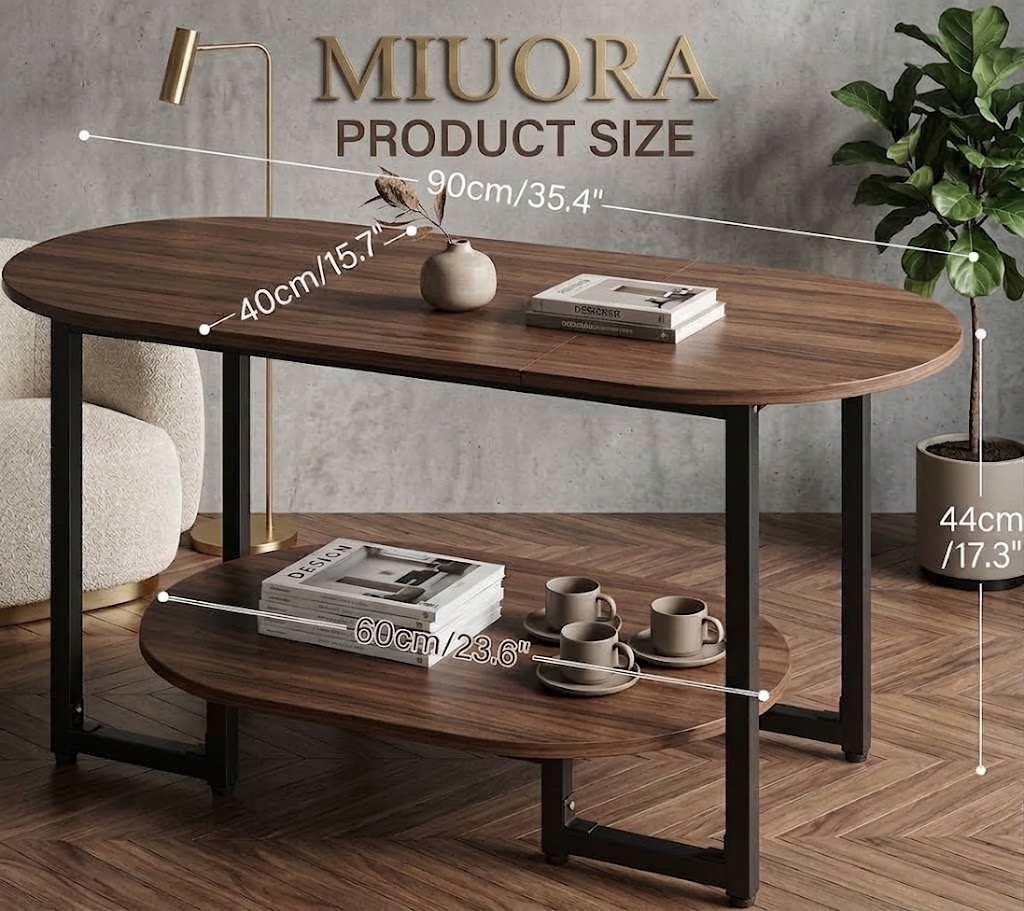 MIUORA® Modern Oval Coffee Table | Minimalist Wooden Living Room Center Table