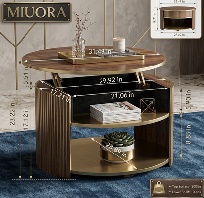 MIUORA® Lift Top Coffee Table | Modern Round Storage Table With Hidden Compartment
