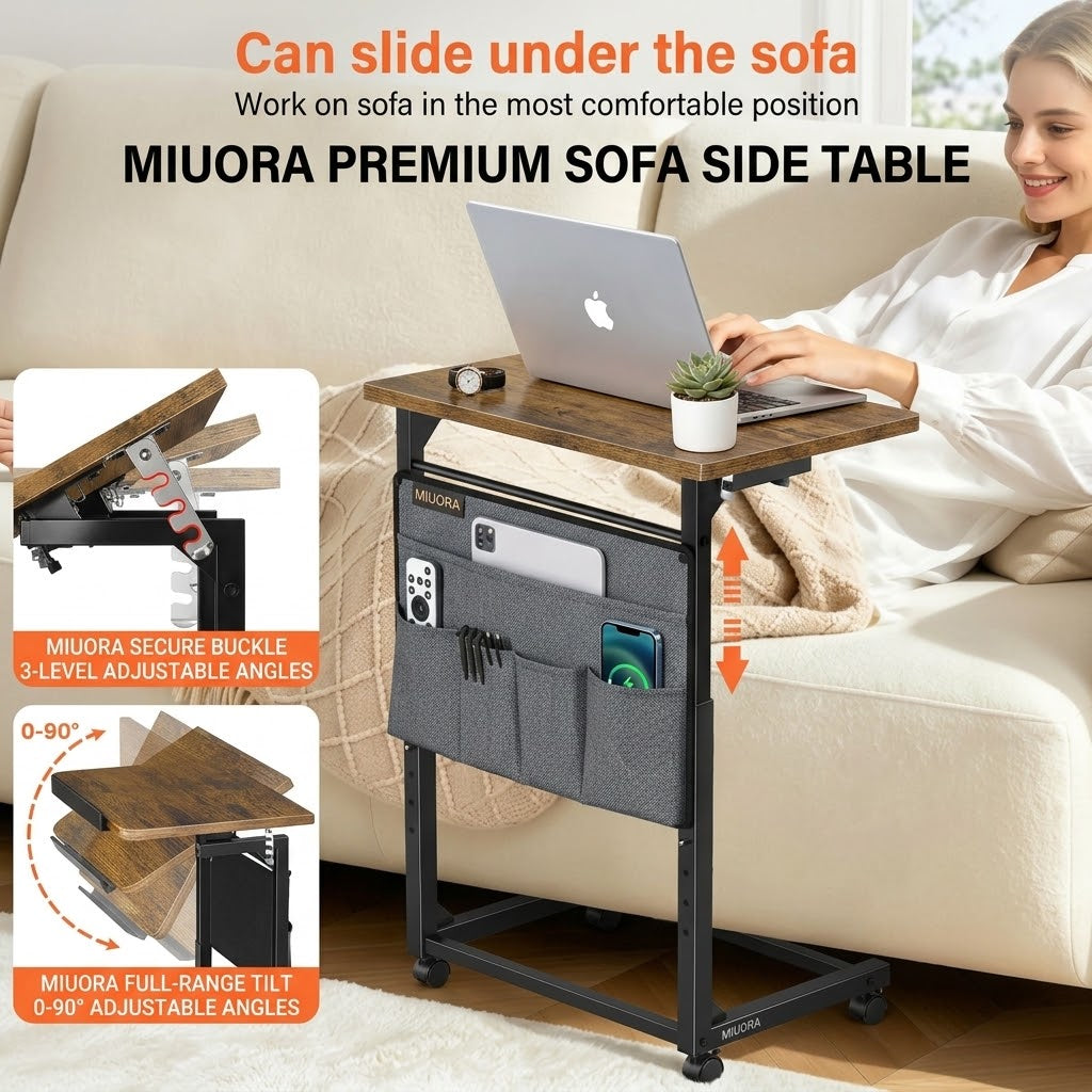 MIUORA® Multifunctional Folding Side Table | Adjustable Laptop Desk For Sofa & Bed