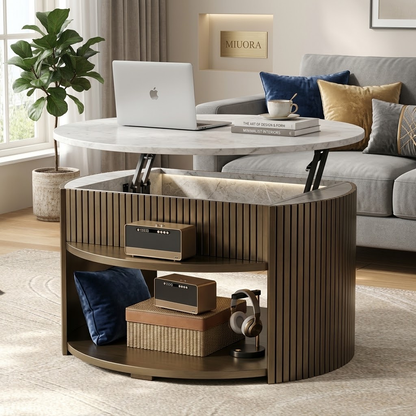 MIUORA® Lift Top Coffee Table | Modern Round Storage Table With Hidden Compartment