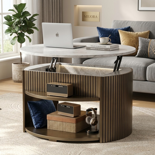 MIUORA® Lift Top Coffee Table | Modern Round Storage Table With Hidden Compartment