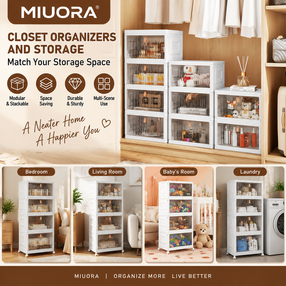 MIUORA® Modern Storage Organizer | Space-Saving Modular Cabinet For Home Organization
